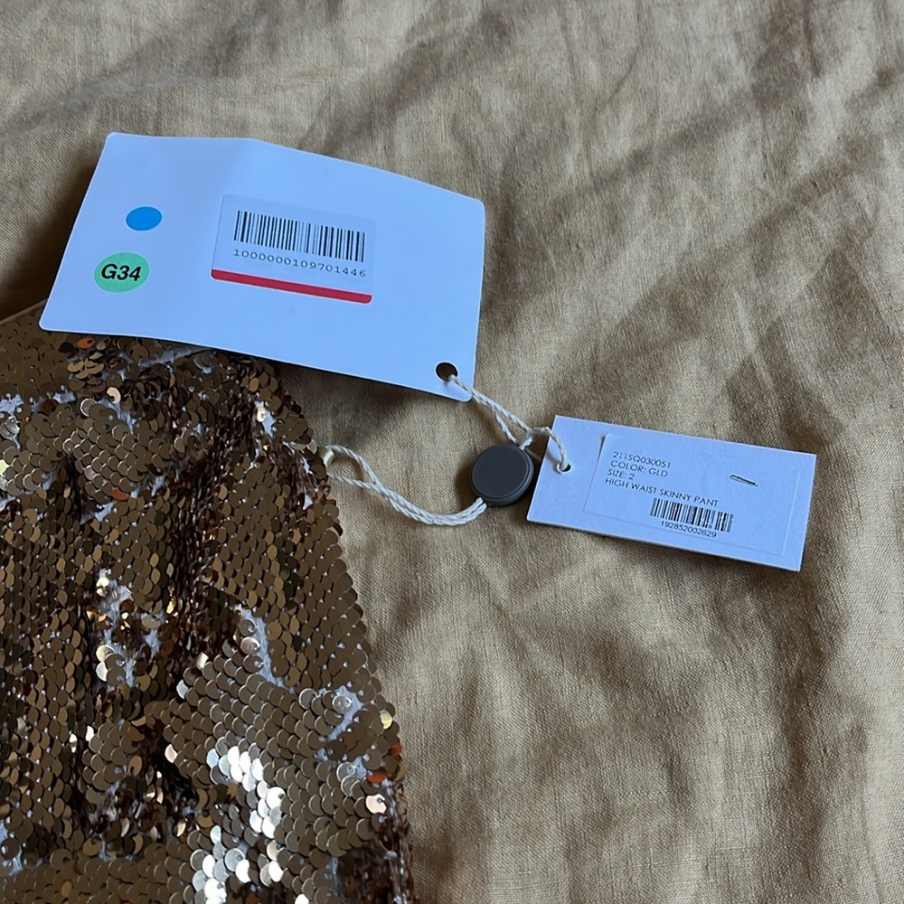 ✨Brand New MILLY high waist skinny pants all in gold sequins Sz 2 ✨ - Picture 7 of 10